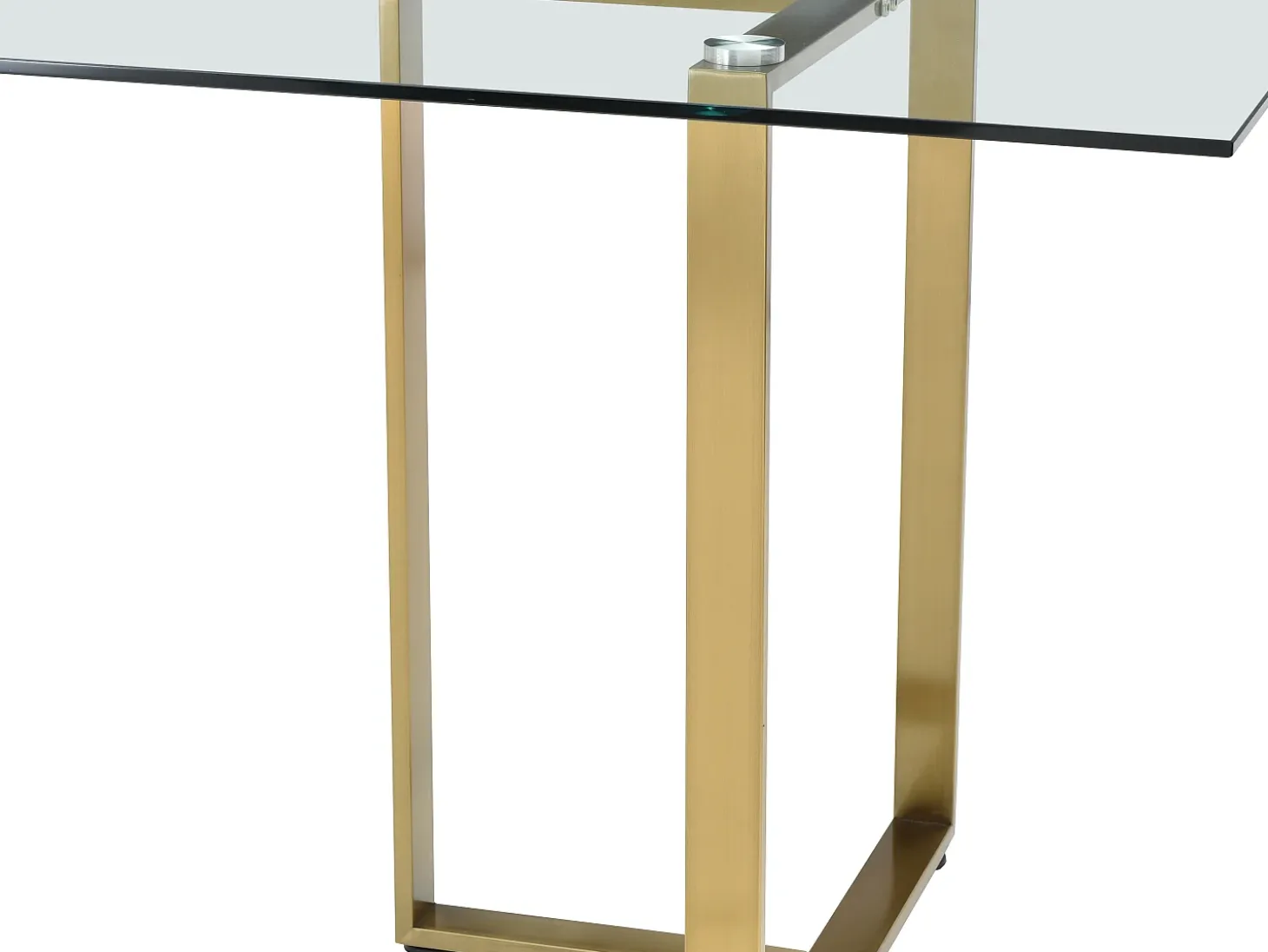 Mesa para 6 en cristal templado y acero inoxidable - Transparente y dorado - NILESA II