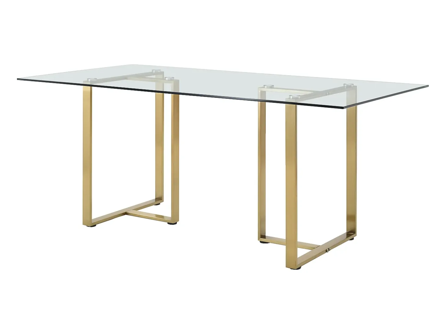 Mesa para 6 en cristal templado y acero inoxidable - Transparente y dorado - NILESA II