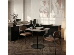 Mesa para bar, cocina y restaurante 60x60x74 cm efecto mármol color negro Mikee