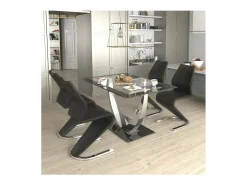 Mesa para cocina, comedor fija Md-Ubrique acabado negro, 140cm(ancho) 75cm(altura) 90cm(fo