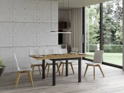 Mesa plegable pequeña cuadrada 90x90/180 cm Dova-Color Natural