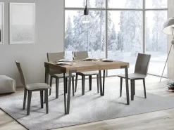 Mesa rectangular 130 cm roble claro y patas metal antracita Konta