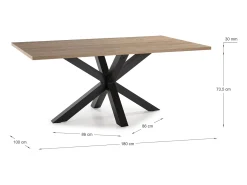 Mesa rectangular con pie de hierro para 6/8 personas 180x76 cm