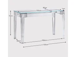 Mesa rectangular de cristal con patas transparentes (120x80) - Ghost - Transparente