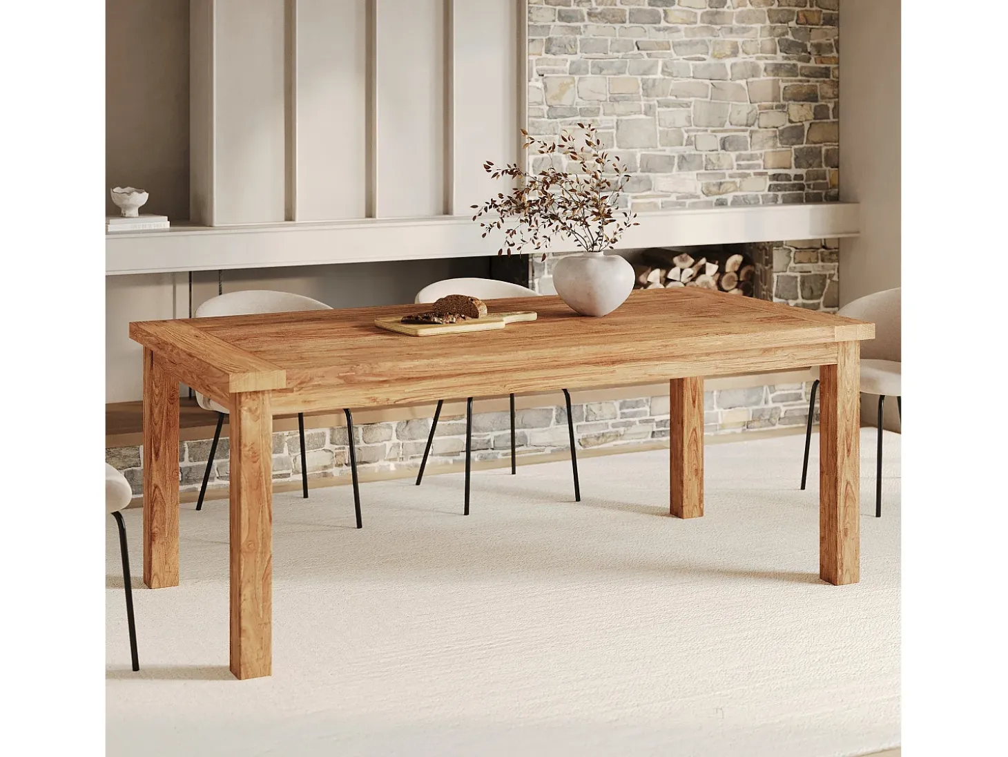 Mesa rectangular de madera de teca reciclada 200 cm 8 personas - Mémo