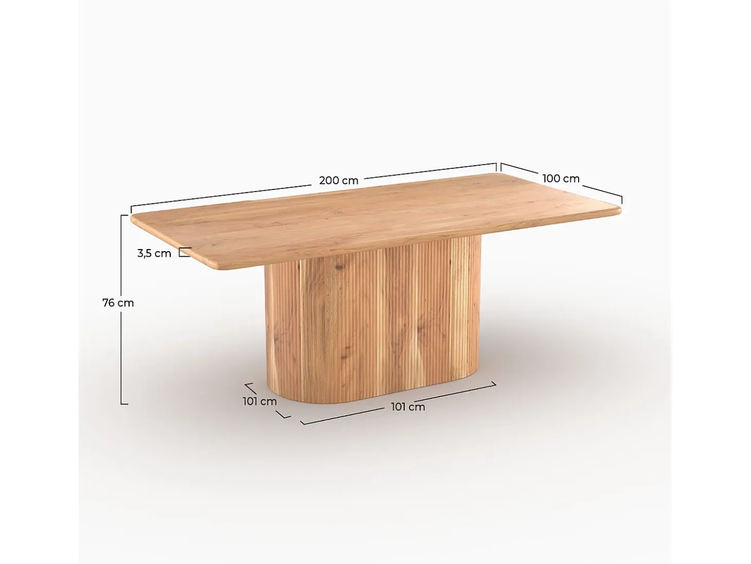 Mesa rectangular de madera maciza de acacia para 6 personas - June