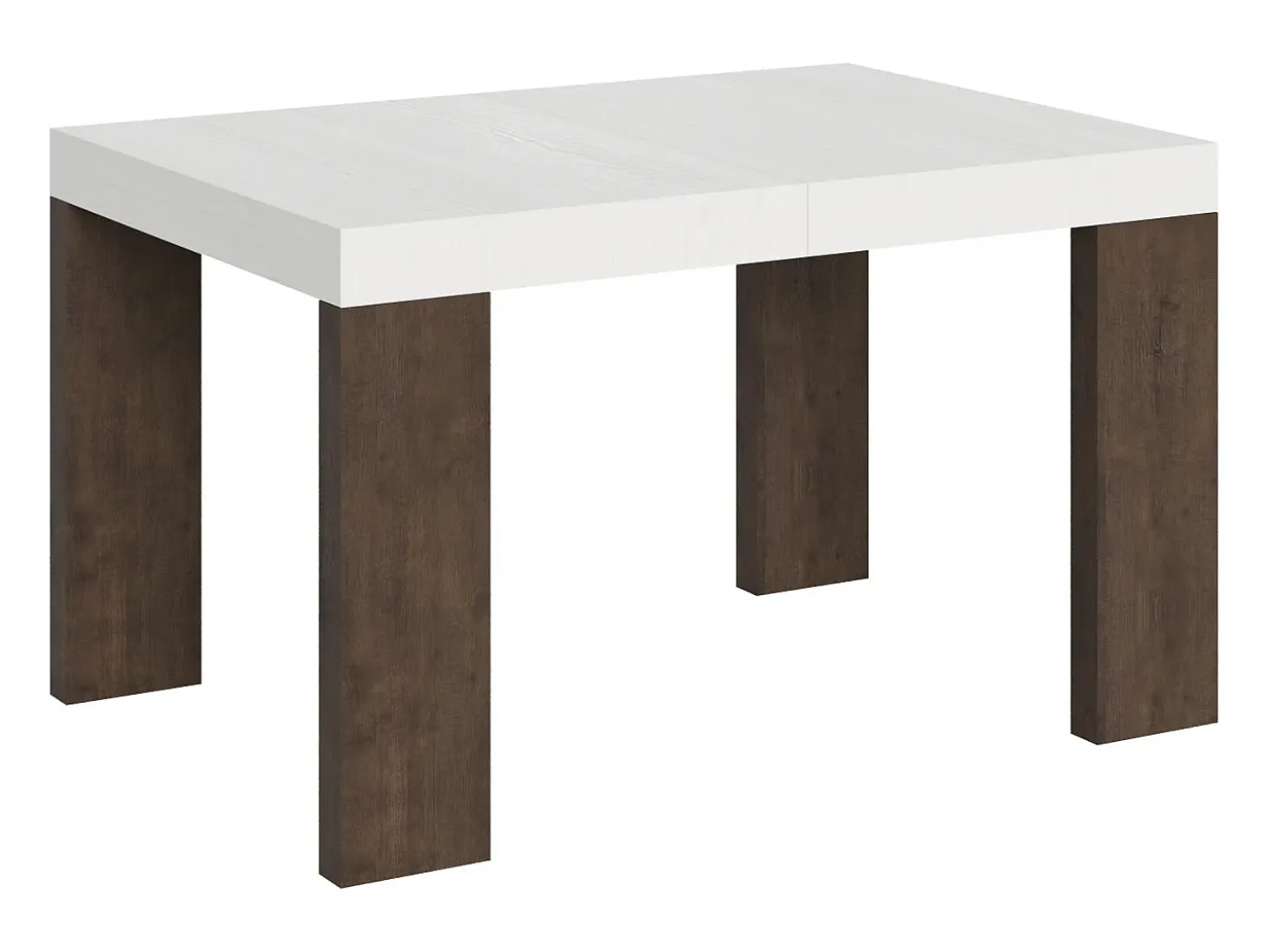 Mesa rectangular extensible madera blanca y nogal 130 a 234 cm Ribo-Soporte 2 pies