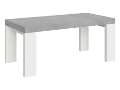 Mesa rectangular extensible hormigón gris y blanco 180 a 440 cm Ribo-Soporte 2 pies