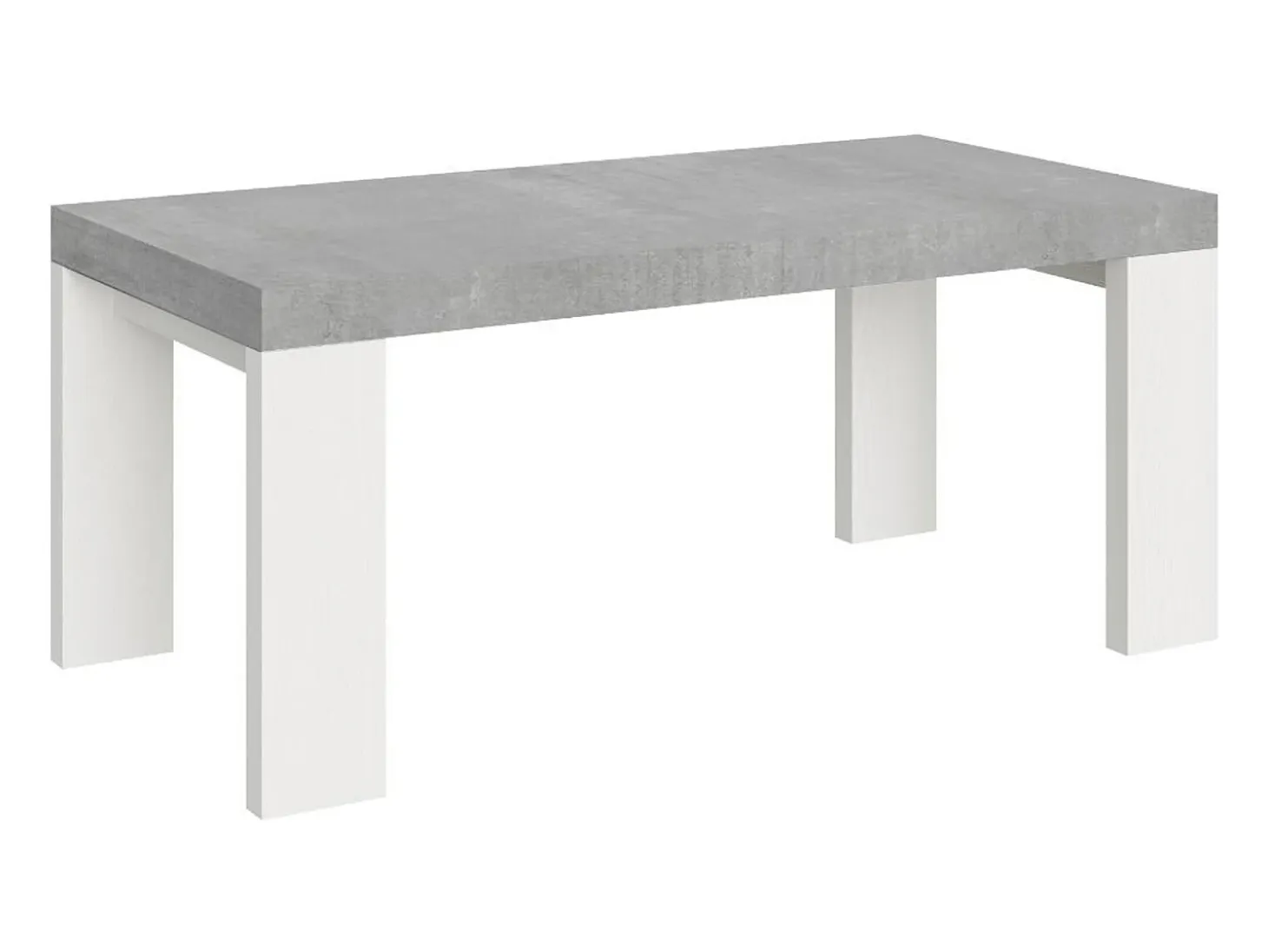 Mesa rectangular extensible hormigón gris y blanco 180 a 440 cm Ribo-Soporte 2 pies