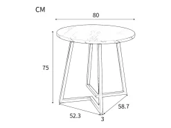 Mesa redonda, 1 pieza, mármol blanco, estructura de metal negro, ideal para cocina y salón.