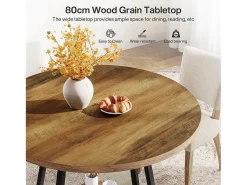 Mesa redonda de comedor con dos estantes, pequeña mesa de cocina para 2 personas, estilo industrial