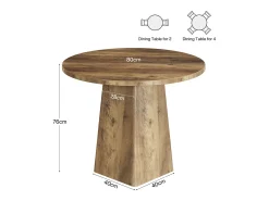 Mesa redonda de comedor de 80 cm para 2-4 personas, mesa de cocina pequeña rústica con base cuadrada