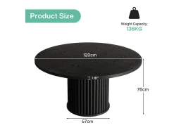 Mesa redonda de comedor para 4-6 personas, mesa de cocina circular moderna de 120 cm