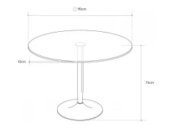Mesa redonda de cristal de 90x75 cm con pata central metálica cromada Rune