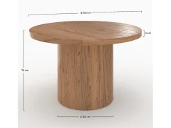 Mesa redonda de madera de olmo 4 personas - Gaston