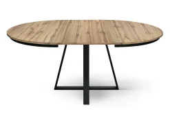 Mesa redonda de madera efecto roble, base antracita, alargada ⌀120 - PANTELLERIA