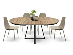 Mesa redonda de madera efecto roble, base antracita, alargada ⌀120 - PANTELLERIA