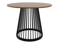 Mesa redonda de MDF jaspeado con patas de metal negro, diseño moderno, 80 cm (80 x 80 x 76 cm)