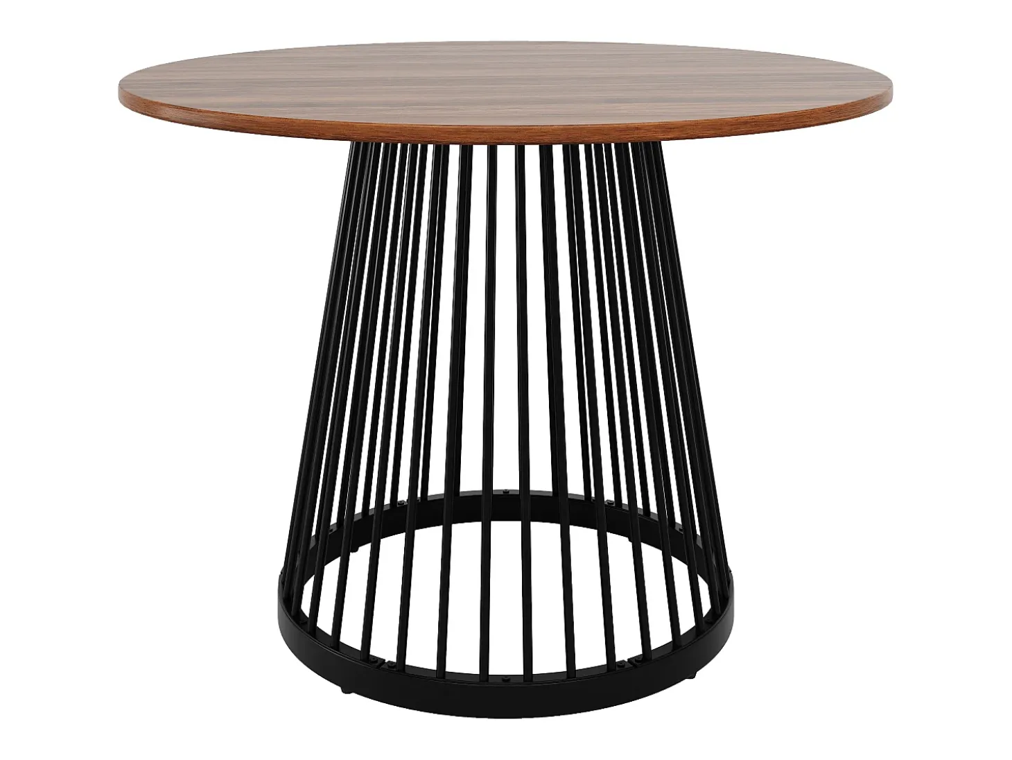 Mesa redonda de MDF jaspeado con patas de metal negro, diseño moderno, 80 cm (80 x 80 x 76 cm)