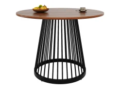 Mesa redonda de MDF jaspeado con patas de metal negro, diseño moderno, 80 cm (80 x 80 x 76 cm)