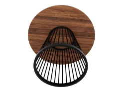 Mesa redonda de MDF jaspeado con patas de metal negro, diseño moderno, 80 cm (80 x 80 x 76 cm)