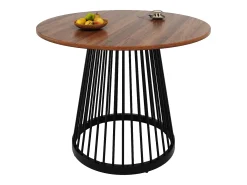 Mesa redonda de MDF jaspeado con patas de metal negro, diseño moderno, 80 cm (80 x 80 x 76 cm)