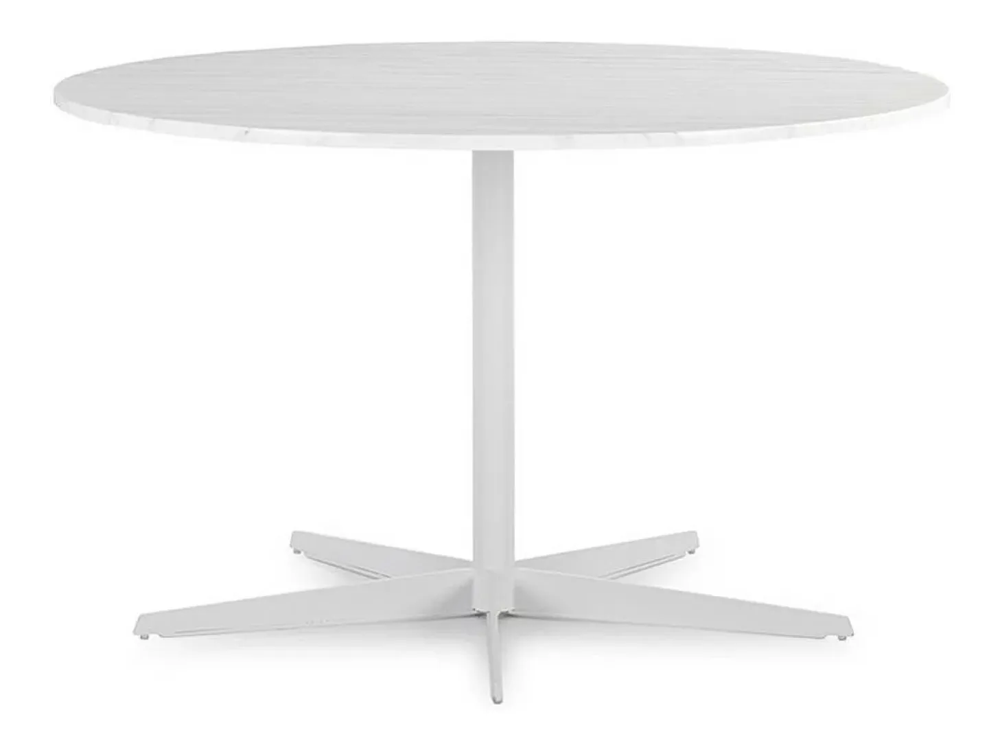 Mesa redonda de mármol de diseño con base de metal blanco D 125 cm