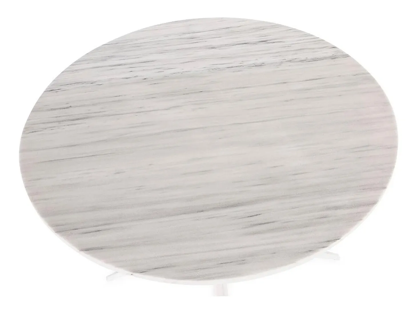 Mesa redonda de mármol de diseño con base de metal blanco D 125 cm