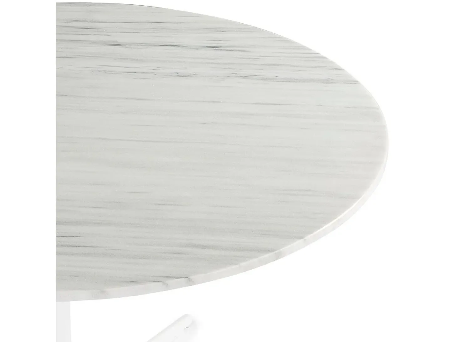 Mesa redonda de mármol de diseño con base de metal blanco D 125 cm
