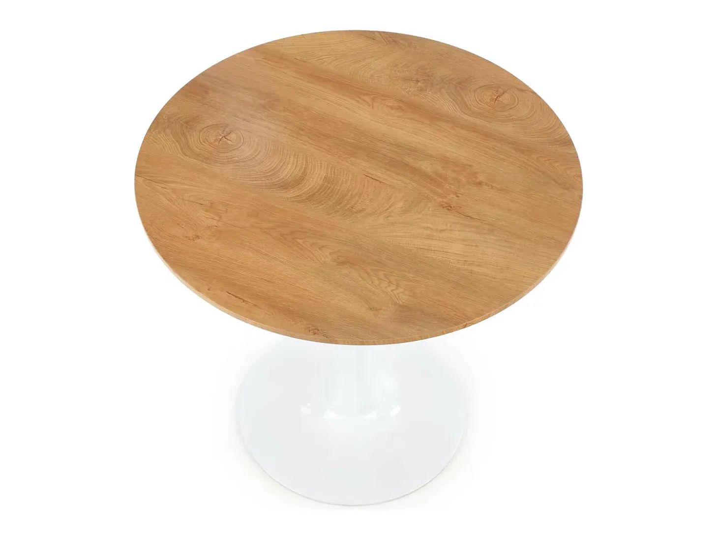 Mesa redonda escandinava de 80 cm con pata central de metal blanco Elyon
