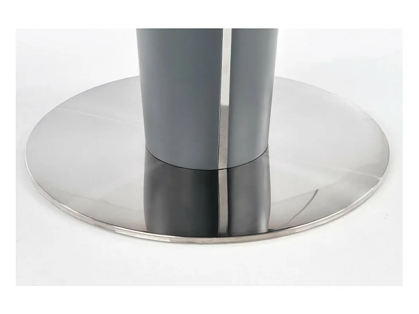 Mesa redonda estilo mármol gris 120-160cm con extensión y pata central Calvi