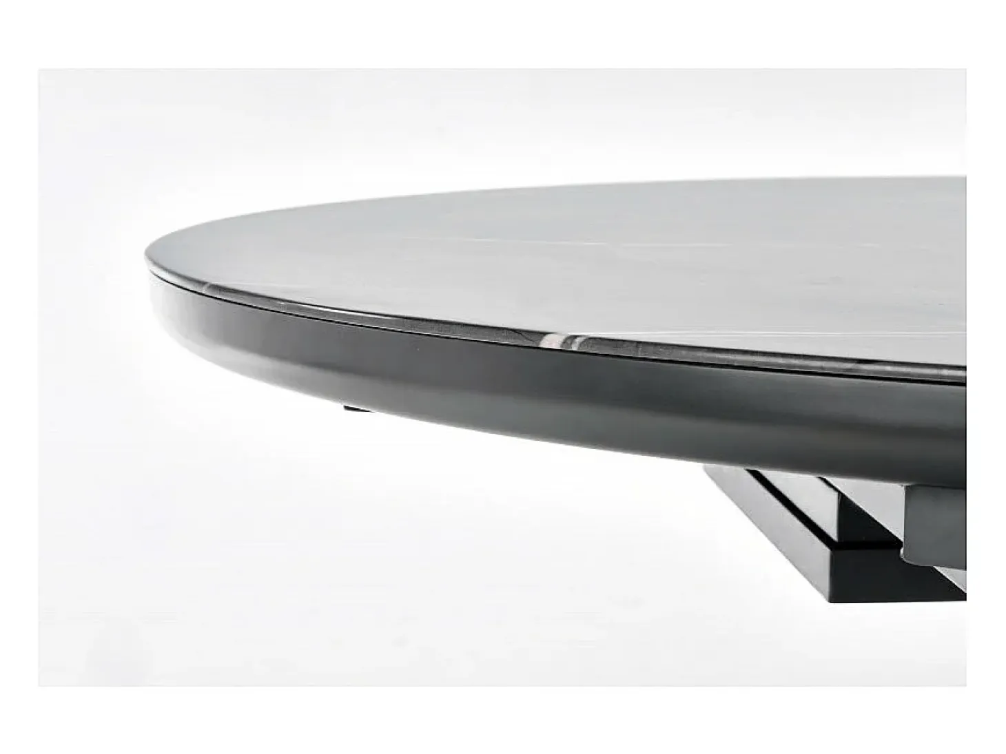 Mesa redonda estilo mármol gris 120-160cm con extensión y pata central Calvi
