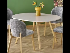 Mesa redonda extensible beige y haya 102cm Storend