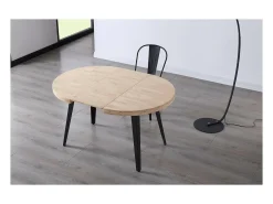 Mesa redonda extensible Berg roble nordish patas negras 76 cm(alto) 100cm(ancho) 100-140-1