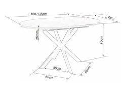 Mesa redonda extensible de 100 cm estilo mármol Larry patas de metal