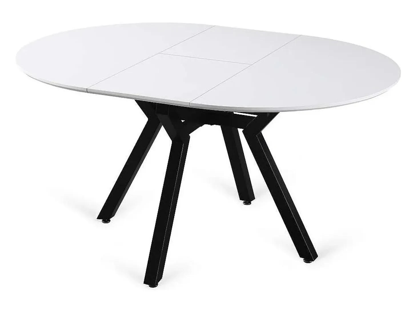 Mesa redonda extensible de comedor Coliseo acabado blanco, 75cm(alto) 110/150cm(ancho) 110