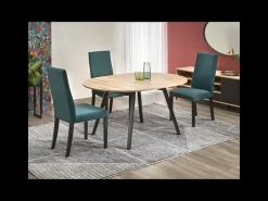 Mesa redonda extensible en negro y madera 102cm Storend