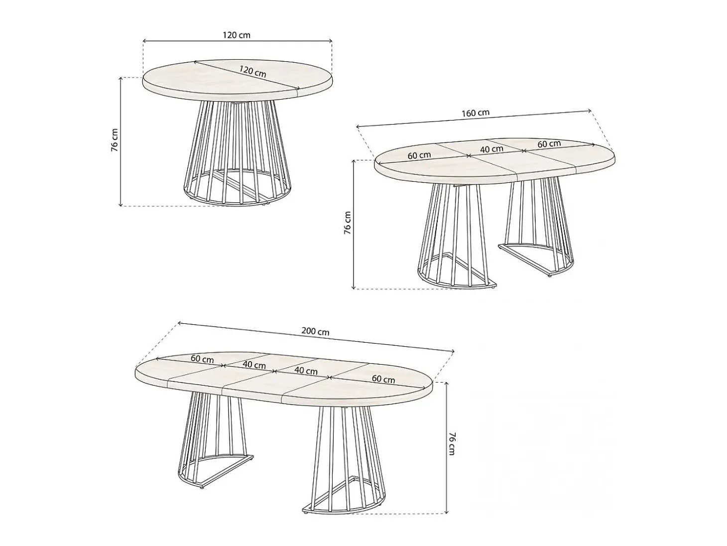 Mesa redonda extensible Meztil Blanco - Roble