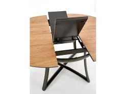 Mesa redonda extensible roble patas acero negro Ø118/148 cm