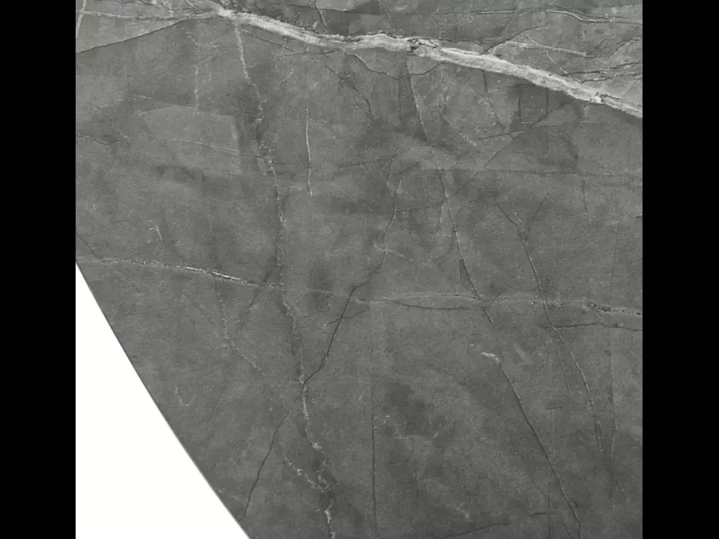 Mesa redonda extensible Sorin 120 cm efecto mármol gris con base negra mate