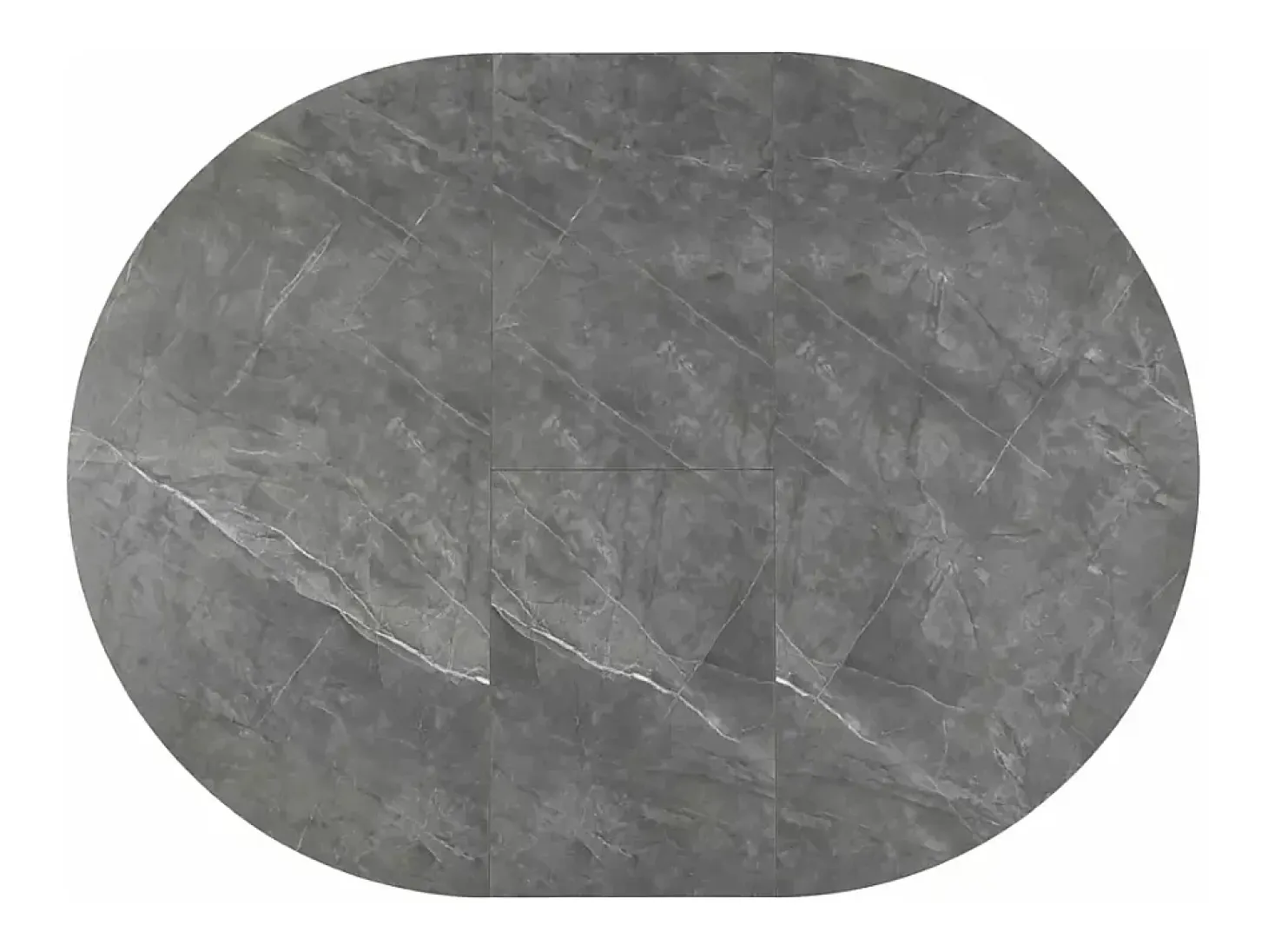 Mesa redonda extensible Sorin 120 cm efecto mármol gris con base negra mate