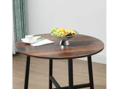 Mesa redonda Gauta Homcom diseño fijo marrón oscuro/negro Ø80x76 cm
