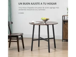 Mesa redonda Gauta Homcom diseño fijo marrón oscuro/negro Ø80x76 cm