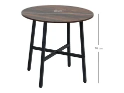 Mesa redonda Gauta Homcom diseño fijo marrón oscuro/negro Ø80x76 cm