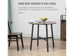Mesa redonda Gauta Homcom diseño fijo marrón oscuro/negro Ø80x76 cm
