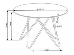 Mesa redonda para 4/6 personas gris 120x76 cm