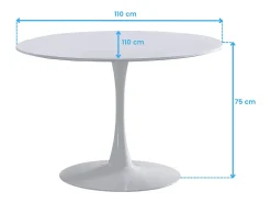 Mesa Redonda Salón Melamina Metal 110x75 cm - Blanco