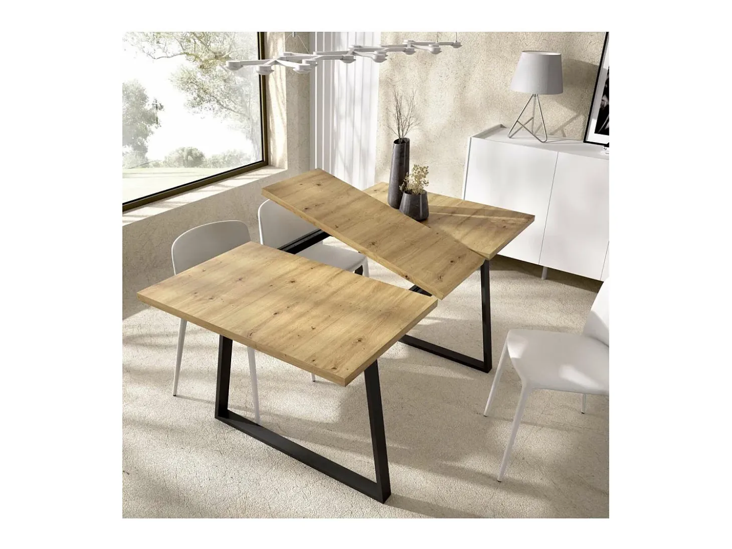 Mesa salon extensible Rin 120-160 acabado Nordic, 75 cm(alto)120-160 cm(ancho)90 cm(largo)