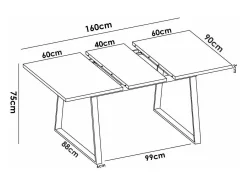 Mesa salon extensible Rin 120-160 acabado Nordic, 75 cm(alto)120-160 cm(ancho)90 cm(largo)