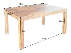 Mesa TAVINA – Madera maciza de sheesham – 135 cm – Tablero grueso 97 mm – Estilo rústico